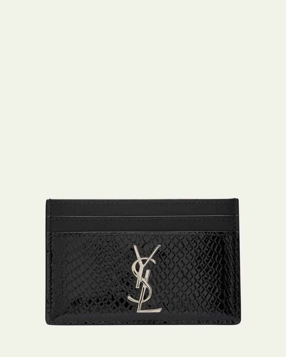 YSL Python-Embossed Leather Card Holder